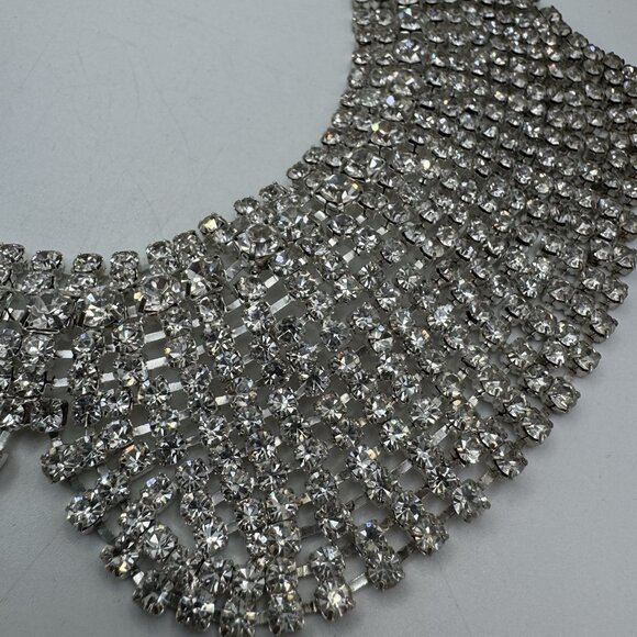 Stunning Runway Caviness Bright Rhinestone Collar Bib Necklace Choker - Picture 4 of 7